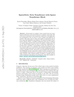 SparseSwin: Swin Transformer with Sparse Transformer Block