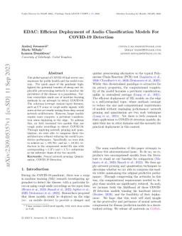 EDAC: Efficient Deployment of Audio Classification Models For COVID-19
  Detection