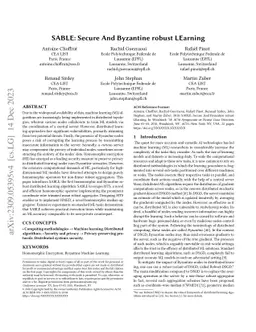SABLE: Secure And Byzantine robust LEarning