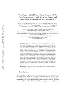 Two-Stage Hybrid Supervision Framework for Fast, Low-resource, and
  Accurate Organ and Pan-cancer Segmentation in Abdomen CT