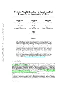 Optimize Weight Rounding via Signed Gradient Descent for the
  Quantization of LLMs