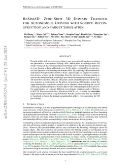 ReSimAD: Zero-Shot 3D Domain Transfer for Autonomous Driving with Source
  Reconstruction and Target Simulation
