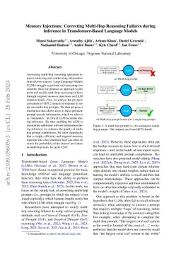 Memory Injections: Correcting Multi-Hop Reasoning Failures during
  Inference in Transformer-Based Language Models