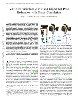 ViHOPE: Visuotactile In-Hand Object 6D Pose Estimation with Shape
  Completion