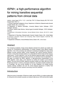 tSPM+; a high-performance algorithm for mining transitive sequential
  patterns from clinical data