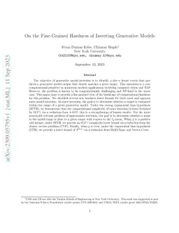 On the Fine-Grained Hardness of Inverting Generative Models