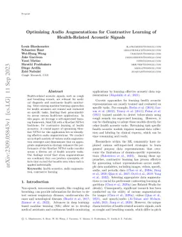 Optimizing Audio Augmentations for Contrastive Learning of
  Health-Related Acoustic Signals