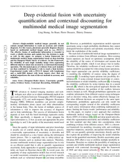 Deep evidential fusion with uncertainty quantification and contextual
  discounting for multimodal medical image segmentation