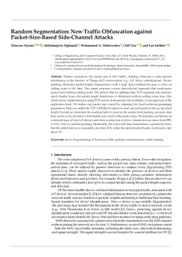 Random Segmentation: New Traffic Obfuscation against Packet-Size-Based
  Side-Channel Attacks