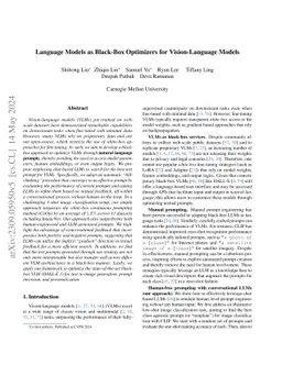 Language Models as Black-Box Optimizers for Vision-Language Models