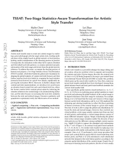 TSSAT: Two-Stage Statistics-Aware Transformation for Artistic Style
  Transfer