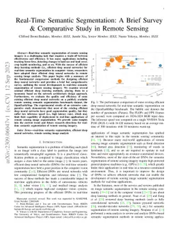 Real-Time Semantic Segmentation: A Brief Survey & Comparative Study in
  Remote Sensing