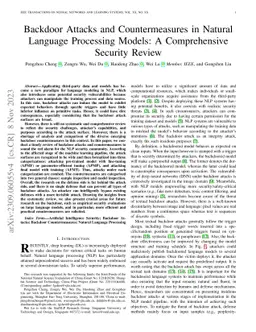 Backdoor Attacks and Countermeasures in Natural Language Processing
  Models: A Comprehensive Security Review