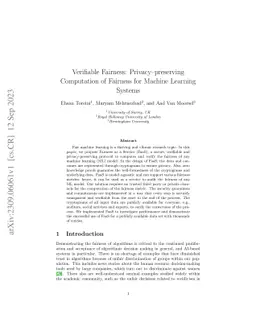 Verifiable Fairness: Privacy-preserving Computation of Fairness for
  Machine Learning Systems