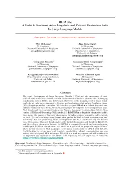 BHASA: A Holistic Southeast Asian Linguistic and Cultural Evaluation
  Suite for Large Language Models