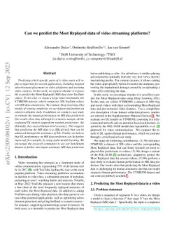 Can we predict the Most Replayed data of video streaming platforms?