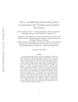 LEyes: A Lightweight Framework for Deep Learning-Based Eye Tracking using Synthetic Eye Images