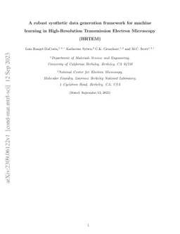 A robust synthetic data generation framework for machine learning in
  High-Resolution Transmission Electron Microscopy (HRTEM)
