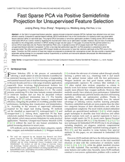 Fast Sparse PCA via Positive Semidefinite Projection for Unsupervised
  Feature Selection