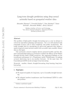 Long-term drought prediction using deep neural networks based on
  geospatial weather data