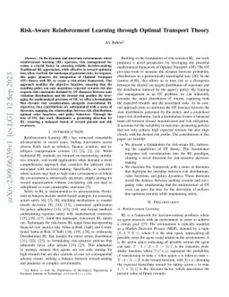 Risk-Aware Reinforcement Learning through Optimal Transport Theory