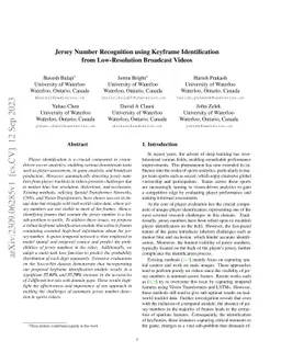 Jersey Number Recognition using Keyframe Identification from
  Low-Resolution Broadcast Videos