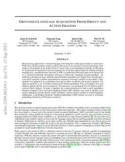 Grounded Language Acquisition From Object and Action Imagery