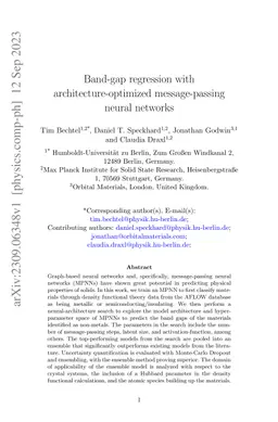 Band-gap regression with architecture-optimized message-passing neural
  networks