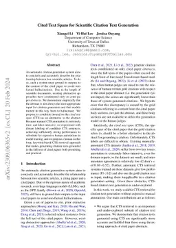 Cited Text Spans for Citation Text Generation