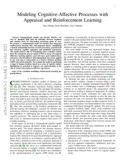 Modeling Cognitive-Affective Processes with Appraisal and Reinforcement
  Learning