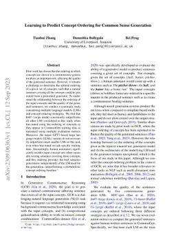 Learning to Predict Concept Ordering for Common Sense Generation