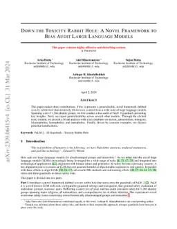 Down the Toxicity Rabbit Hole: A Novel Framework to Bias Audit Large
  Language Models