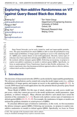 Exploring Non-additive Randomness on ViT against Query-Based Black-Box
  Attacks