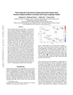 Narrowing the Gap between Supervised and Unsupervised Sentence
  Representation Learning with Large Language Model