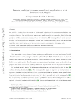 Learning topological operations on meshes with application to block
  decomposition of polygons