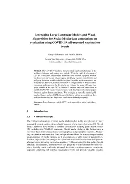 Leveraging Large Language Models and Weak Supervision for Social Media
  data annotation: an evaluation using COVID-19 self-reported vaccination
  tweets