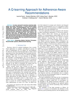 A Q-learning Approach for Adherence-Aware Recommendations