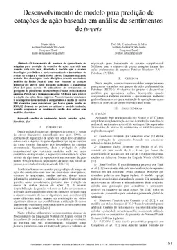 Desenvolvimento de modelo para predição de cotações de
  ação baseada em análise de sentimentos de tweets