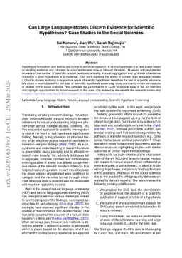 Can Large Language Models Discern Evidence for Scientific Hypotheses?
  Case Studies in the Social Sciences