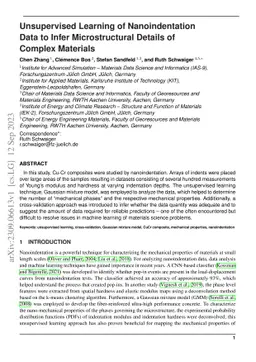 Unsupervised Learning of Nanoindentation Data to Infer Microstructural
  Details of Complex Materials