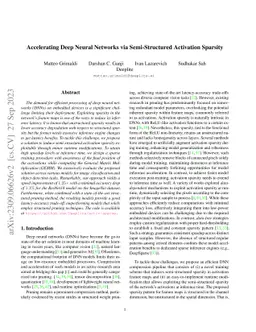 Accelerating Deep Neural Networks via Semi-Structured Activation
  Sparsity
