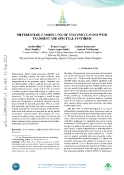 Differentiable Modelling of Percussive Audio with Transient and Spectral
  Synthesis