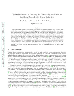 Dissipative Imitation Learning for Discrete Dynamic Output Feedback
  Control with Sparse Data Sets