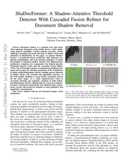 ShaDocFormer: A Shadow-Attentive Threshold Detector With Cascaded Fusion
  Refiner for Document Shadow Removal