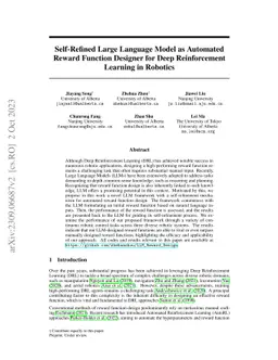Self-Refined Large Language Model as Automated Reward Function Designer
  for Deep Reinforcement Learning in Robotics