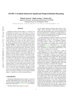 STUPD: A Synthetic Dataset for Spatial and Temporal Relation Reasoning