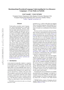 Benchmarking Procedural Language Understanding for Low-Resource
  Languages: A Case Study on Turkish