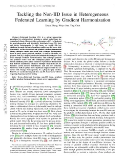 Tackling the Non-IID Issue in Heterogeneous Federated Learning by
  Gradient Harmonization