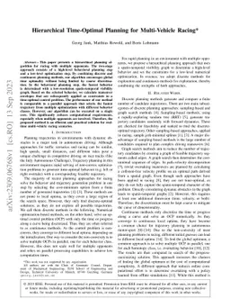 Hierarchical Time-Optimal Planning for Multi-Vehicle Racing