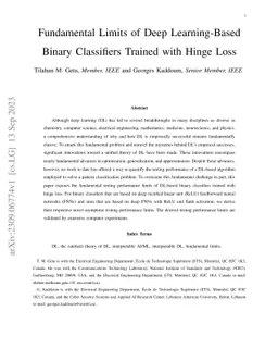 Fundamental Limits of Deep Learning-Based Binary Classifiers Trained with Hinge Loss